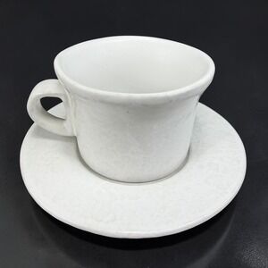 Bennington‎ Potters Vermont White Agate Sponge Glaze Cup and Saucer Set VTG